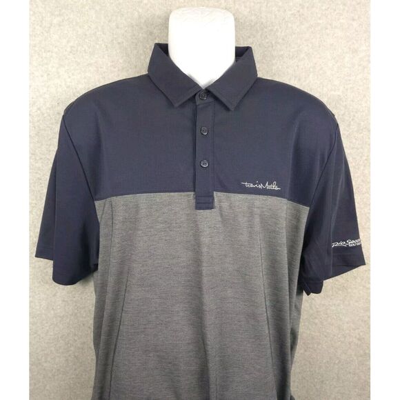 Travis Mathew Mens Shirt Short Sleeve Polo Large‎ Gray Blue - Picture 1 of 7